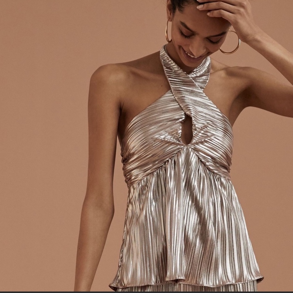 NWT - Anthropologie - Shimmer V-Neck Halter - XS - Picture 2 of 4